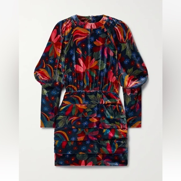 NWT Farm Rio Velvet Dress in Black Banana Sky Size Medium - Picture 12 of 12